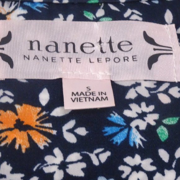 Nanette Lepore  Nanette  Blue Orange Floral Long Bell Sleeve Lace Top Sz S - Picture 15 of 15